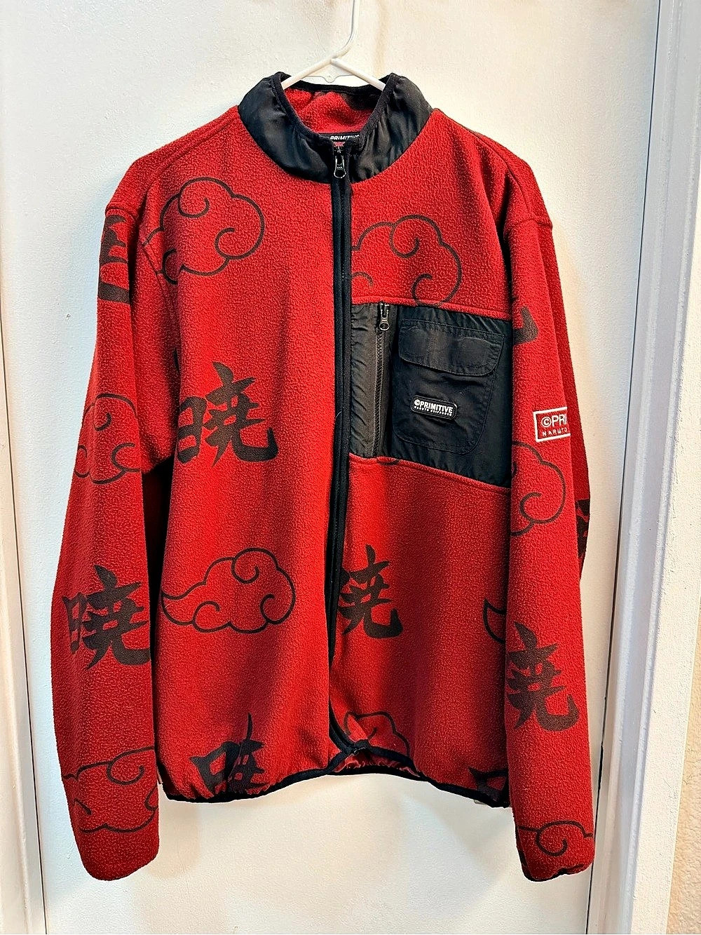 Primitive x Naruto Shippuden II Akatsuki Burgundy Fleece Zip Up Jacket Fleece